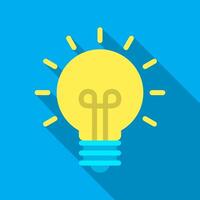 Lamp, light bulb flat icon with long shadow vector