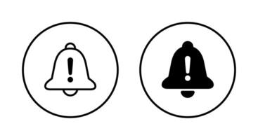 Warning notification bell icon. Exclamation mark with bell icon on circle line vector