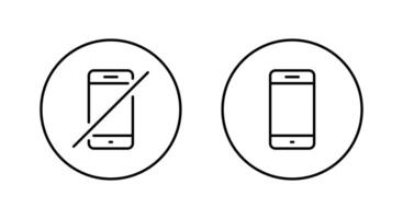No mobile phone and cellphone icon on circle line vector