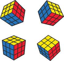 A collection of Rubiks cube in a variety of perspectives vector