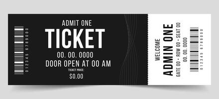 Ticket isolated isolated on white background. Classical white and black ticket vector