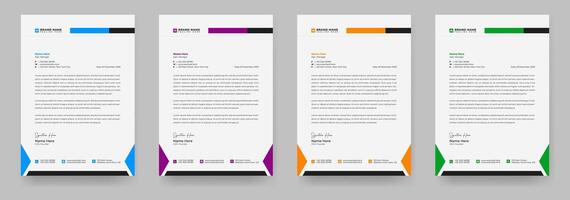 Professional and modern letterhead template design with geometric shapes. Corporate letterhead bundle. vector