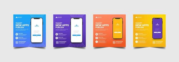 Mobile apps web banner ads for promotion poster. Website promotion social media post and web banner template. vector