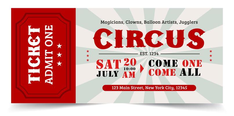 Vintage retro circus ticket template
