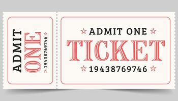 Admit one ticket design template. Concert, party or festival ticket design template. Ticket isolated on gray background vector