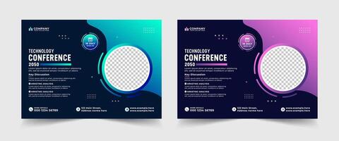 Conference banner template. Corporate horizontal business conference flyer template. live webinar event invitation banner design template vector