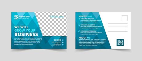Postcard Layout with Blue Pattern. amazing and modern postcard design vector