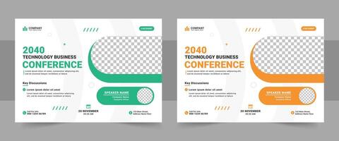 Corporate horizontal business conference flyer template. Horizontal Business Conference brochure flyer design layout template in A4 size. Conference live webinar banner invitation template design vector