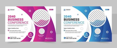 Technology business conference webinar flyer template and online live event banner layout template. vector