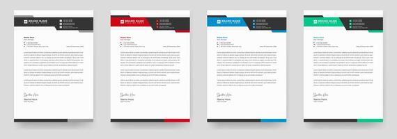 Modern business and corporate letterhead template with yellow, blue, green and red color. Letterhead template in flat style, Modern company letterhead template design vector