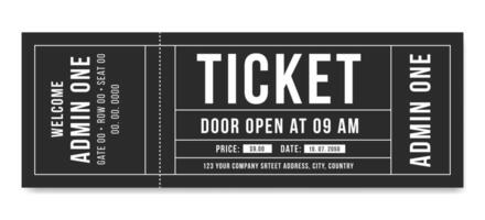 Ticket design template. Simple tickets for events, theater, circus and cinema vector