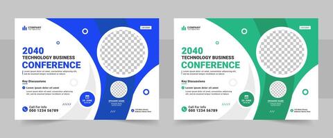 Corporate horizontal business conference flyer template or online webinar social media banner layout, live webinar event invitation banner design template vector