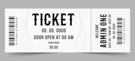 Ticket design template. Concert, party or festival ticket design template. Ticket isolated on white background vector
