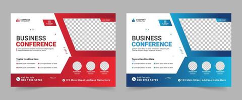 Creative Business technology conference flyer template and event invitation banner layout design. corporate business workshop training promotion poster template vector