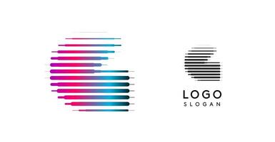 Abstract wide letter G, logo with horizontal gradient lines, dynamic gradient logotype for tech companies, software development, and innovative brands. illustration. vector