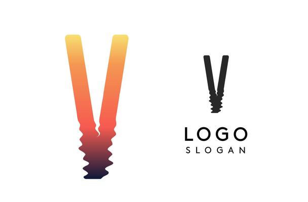 Letter V logo template, sunset reflection on water or sunset path logotype design for creative agencies, environment groups, design studios, tech companies, startups. illustration