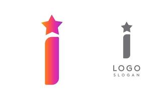 Letter i star, vibrant gradient colored logo for media, entertainment, technology, startup, social networking, communication, digital marketing industries. illustration vector