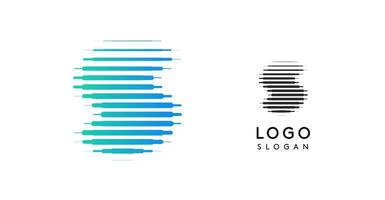 Abstract wide letter S, logo with horizontal gradient lines, dynamic gradient logotype for tech companies, software development, and innovative brands. illustration. vector