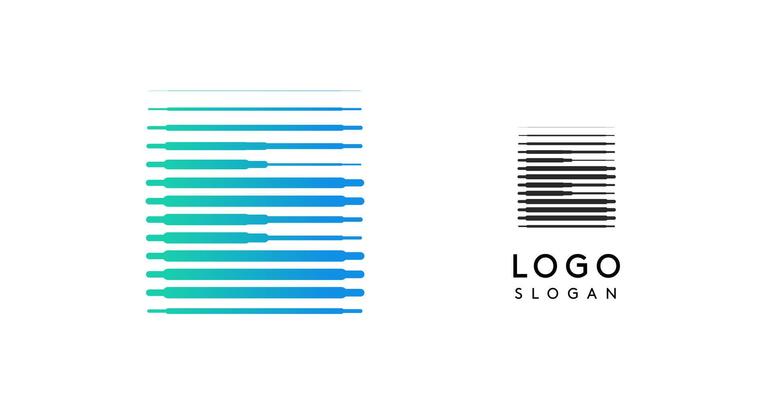 Abstract wide letter E, logo with horizontal gradient lines, dynamic gradient logotype for tech companies, software development, and innovative brands. illustration.
