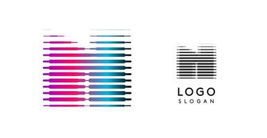 Abstract wide letter N, logo with horizontal gradient lines, dynamic gradient logotype for tech companies, software development, and innovative brands. illustration. vector