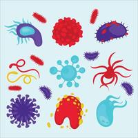 a set of different types of bacteria and viruses vector