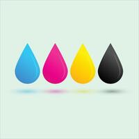 four different colored ink drops on a green background vector