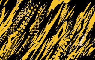 a black and yellow abstract background with brush and halftone vector