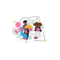 a group of family members with their respective activities vector