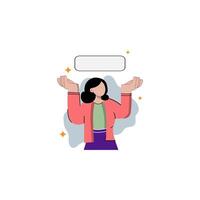 A woman is holding her hands up in the air with a blank space in the middle vector
