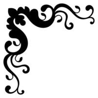 Elegant Black Floral Corner Design A sophisticated and stylish black floral corner design, perfect for adding a touch of elegance to any design project. This graphic features intricate detai vector