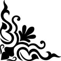 Elegant Black Floral Corner Design A sophisticated and stylish black floral corner design, perfect for adding a touch of elegance to any design project. This graphic features intricate detai vector