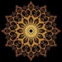 Golden Mandala on Black Background A mesmerizing and intricate golden mandala design on a black background. Perfect for adding a touch of elegance and spirituality to your projects. vector