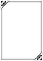Classic frame decorated with vintage corners, abstract pattern, black on white. vector