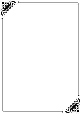 Classic frame decorated with vintage corners, abstract pattern, black on white.