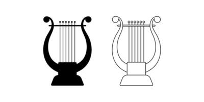 Lyre harp icon set islated on white background vector