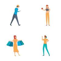 Various occupation icons set cartoon vector. People busy with different thing vector