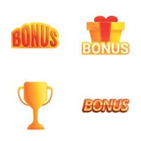 Extra bonus icons set cartoon vector. Various shopping bonus vector