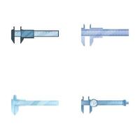 Rule caliper icons set cartoon vector. Dial electronic or mechanical caliper vector