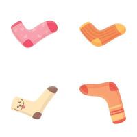 Funny sock icons set cartoon vector. Various woolen and cotton sock vector