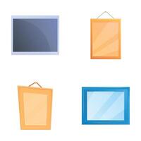 Picture frame icons set cartoon vector. Various empty decorative frame on wall vector