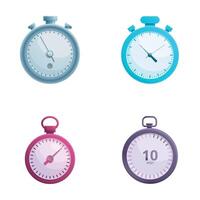 Timer icons set cartoon vector. Various type of stopwatch vector