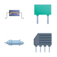 Transistor icons set cartoon vector. Various transistor and resistor vector