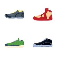 Various sneaker icons set cartoon vector. Shoe for training and running vector