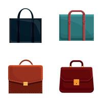 Office case icons set cartoon vector. Various leather briefcase for document vector