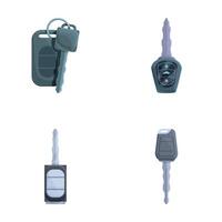Auto key icons set cartoon vector. Electronic car key front and alarm system vector