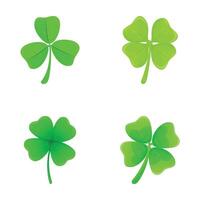 Various clover icons set cartoon vector. Green clover with four leaf vector