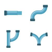 Pipe sewage icons set cartoon vector. Pipeline part valve and plumbing vector