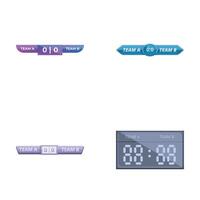 Various scoreboard icons set cartoon vector. Scoreboard with result display vector