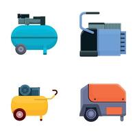 Electric compressor icons set cartoon vector. Various type of air compressor vector
