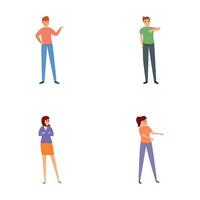 Dissatisfaction icons set cartoon vector. People with negative gesture vector
